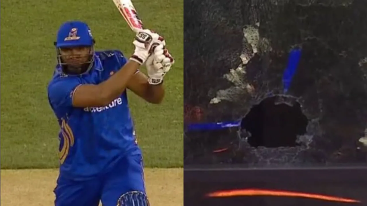 Kieron Pollard glass-breaking six